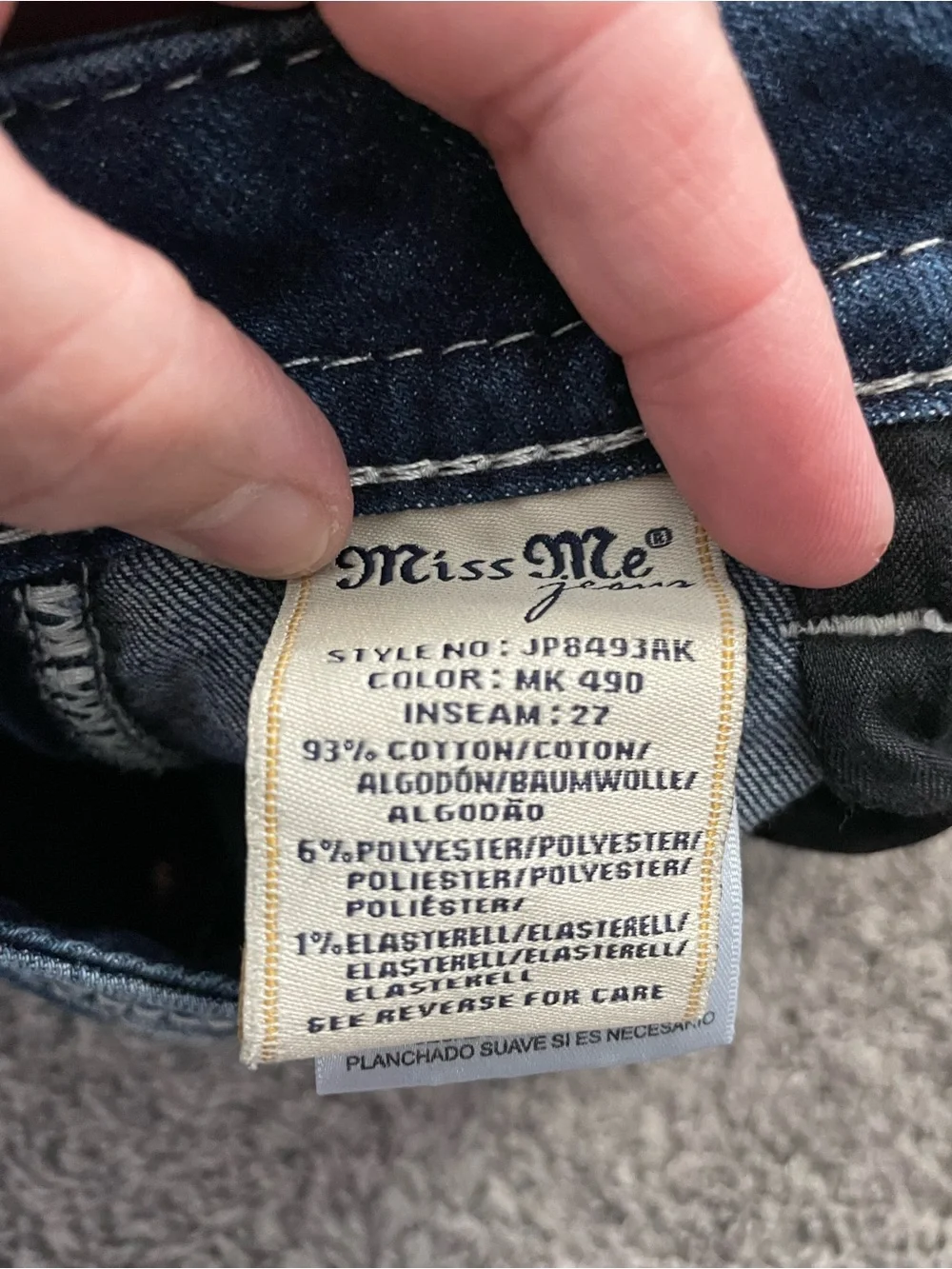 Miss Me Dark Blue Skinny Jeans with Embroidered Pockets - Picture 5 of 5